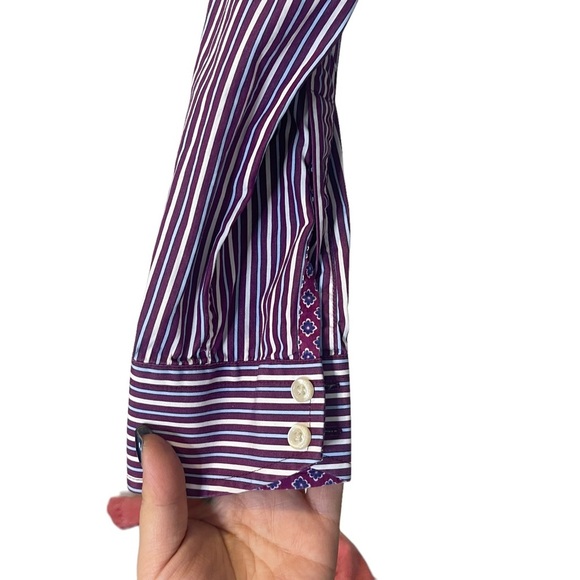 Ted Baker Endurance Ted’s Classic Fit Striped Floral Button Up Shirt Size 2 - Picture 7 of 15